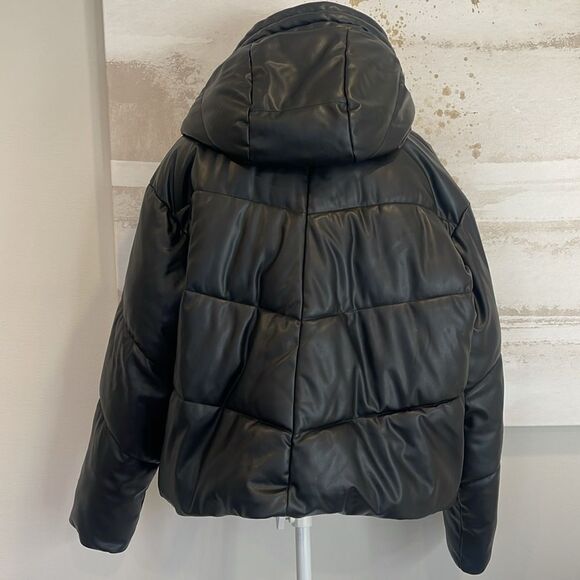 Zara Faux Leather Puffer Jacket Size Medium - Picture 4 of 8